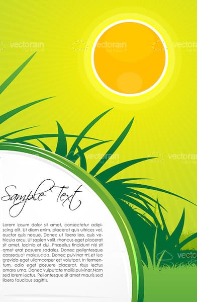 Natural Scene with Sun and Grass with Sample Text